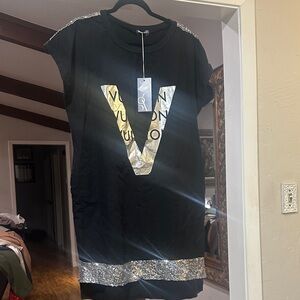 Black Dress with Silver and Gold Accents